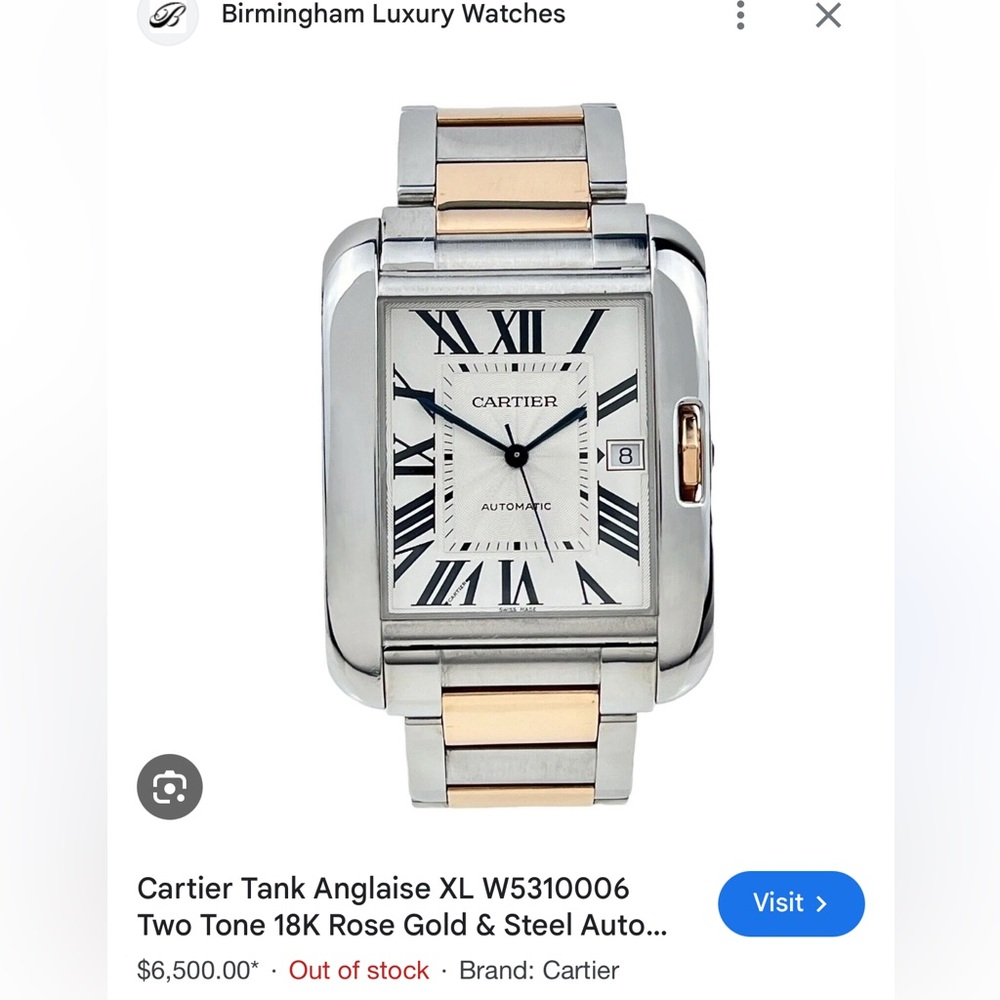 Cartier Tank Anglaise XL Two Tone Rose Gold & Steel - Pre Owned